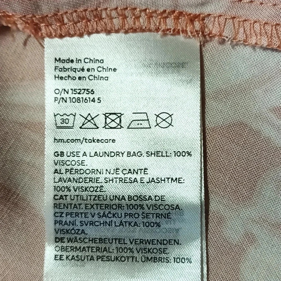 NEW H&M floral cottagecore smocked tie detail halter apricot tropical maxi large - Picture 11 of 11